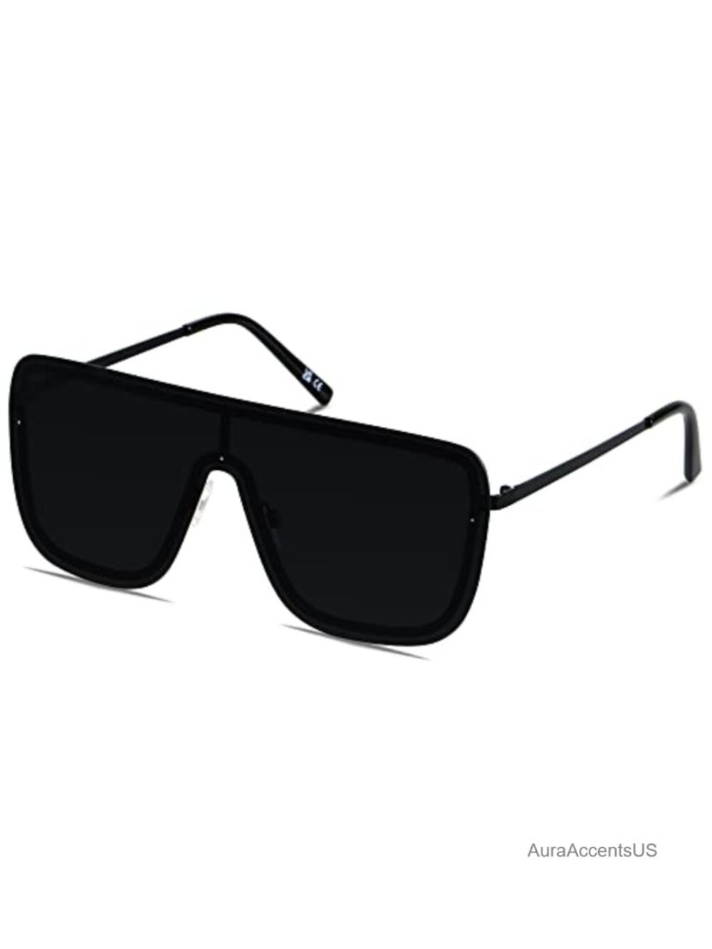 Rimless Oversized Square Sunglasses Flat Top Shield Frameless UV400